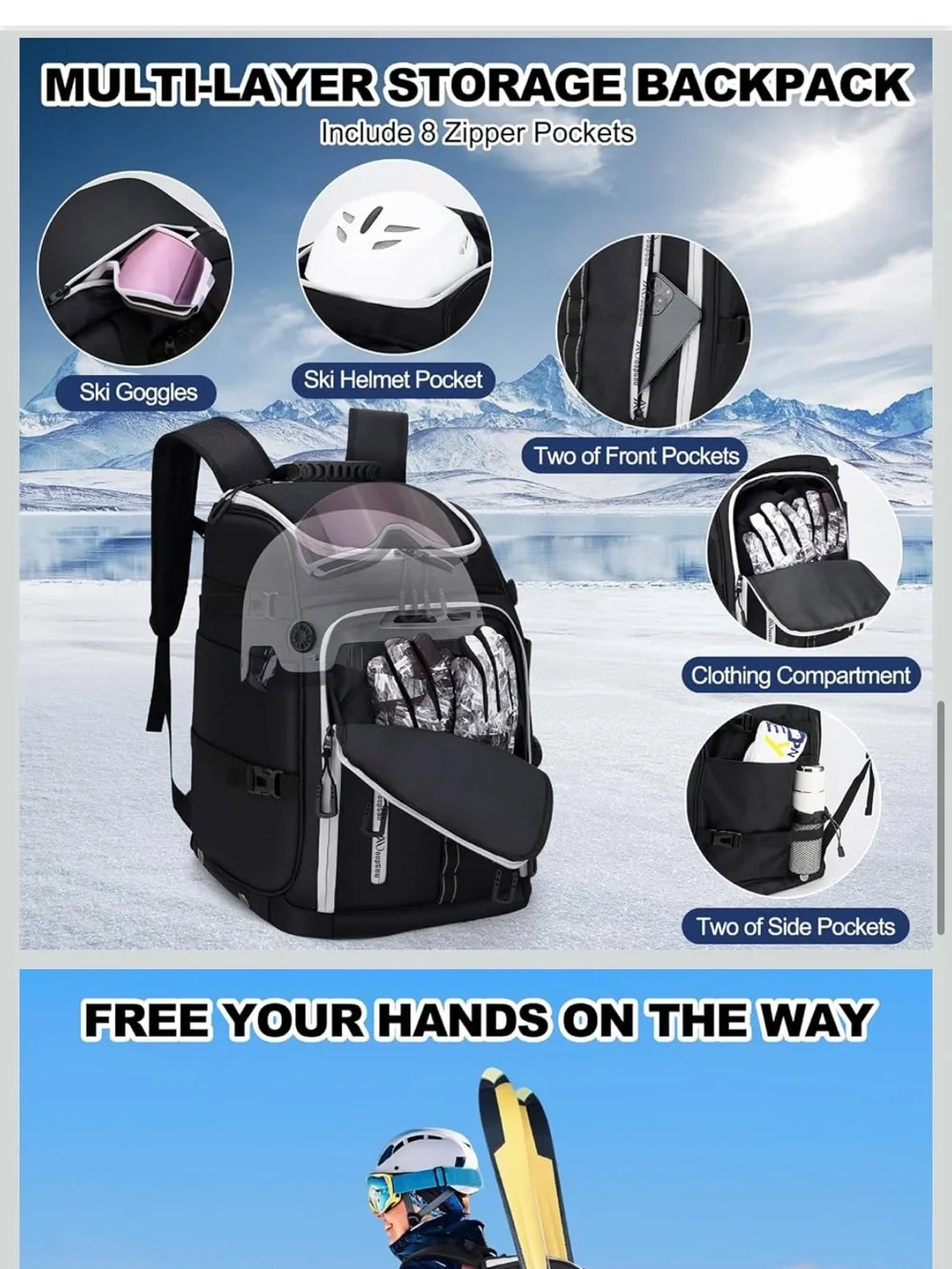 Men's Ski Boot Backpack - Black